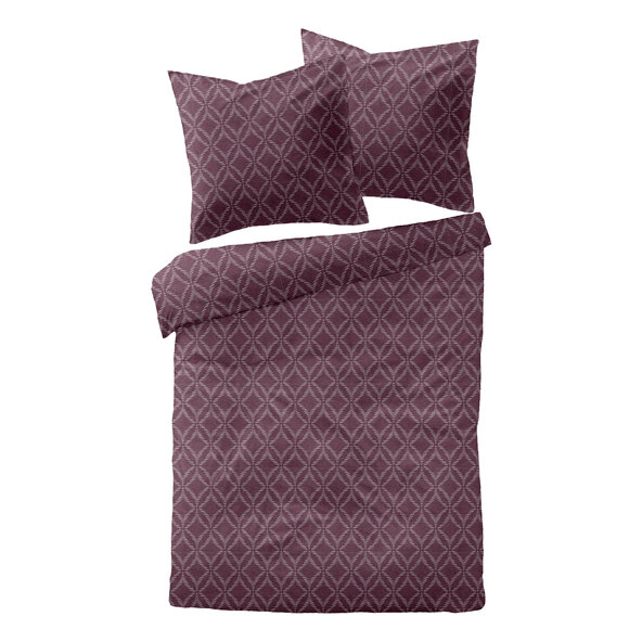 Bettwäsche Jacquard-Feinbiber 200/220 + 2x80/80 cm, Grafik bordeaux