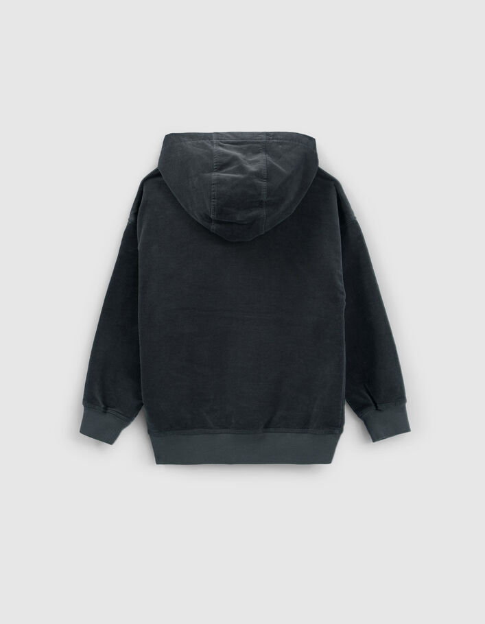 Sweat gris velours milleraies visuel lenticulaire garçon