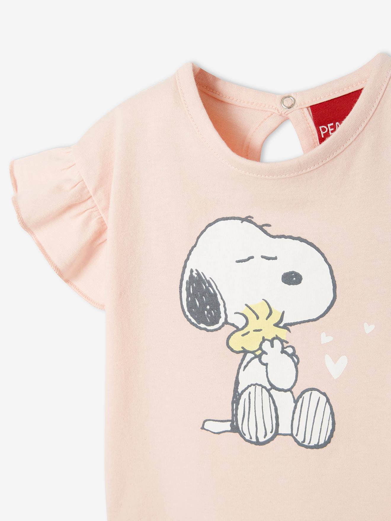T-shirt bébé Snoopy Peanuts® bébé fille rose anime placé
