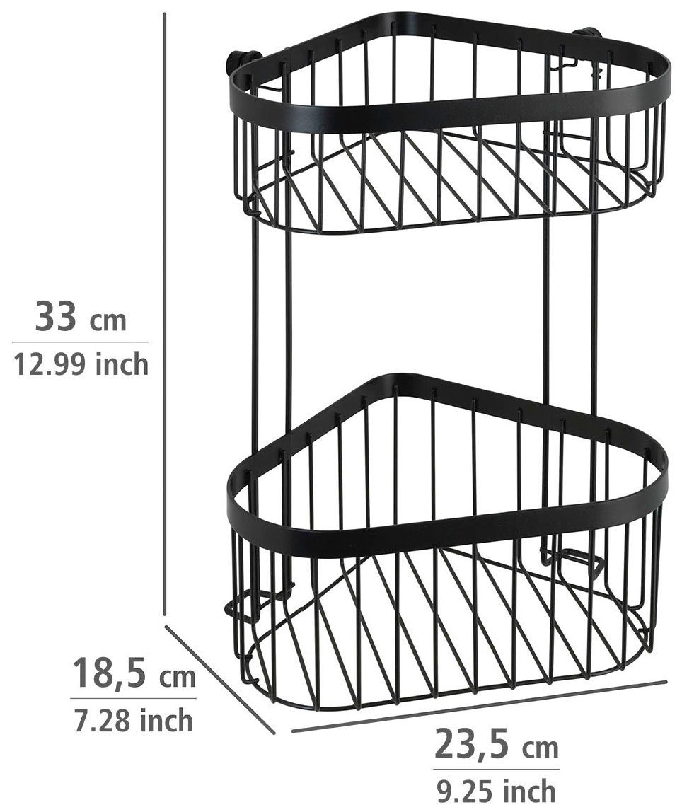 WENKO Eckregal Classic Plus Black, 1 Ablage, 1 Korb