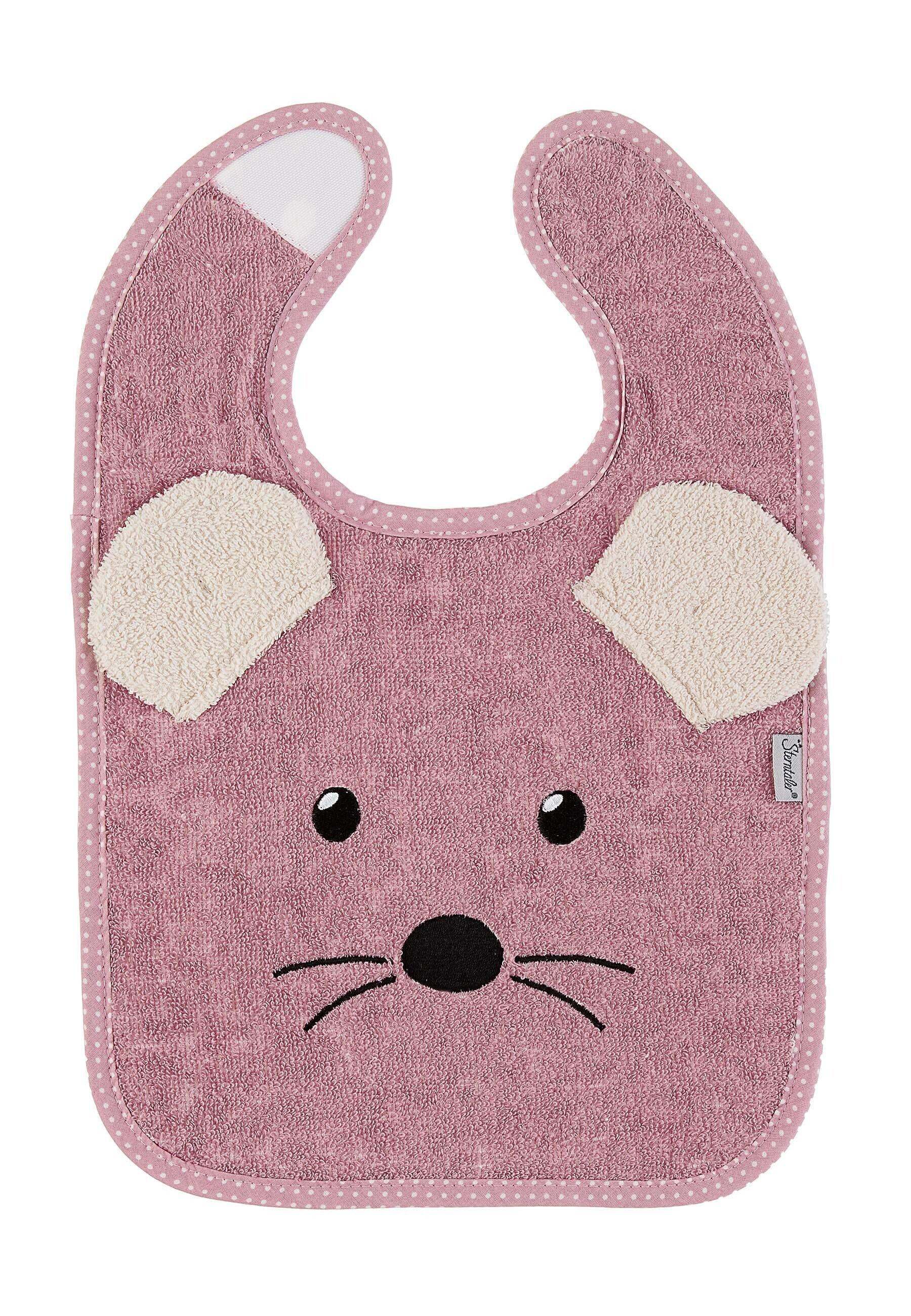 Plastik-Klettlätzchen Maus Mabel in Rosa