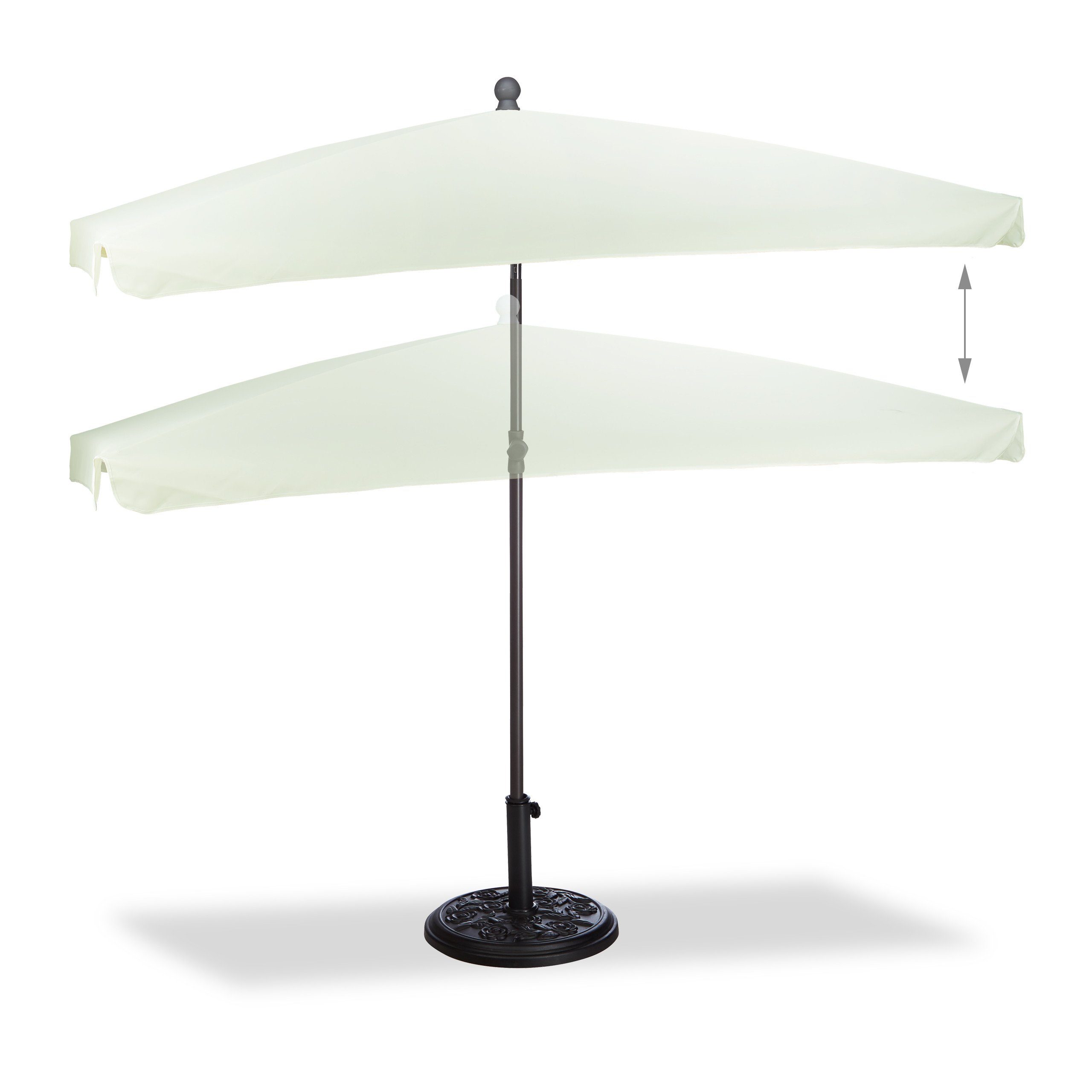 relaxdays Sonnenschirm Sonnenschirm rechteckig 200 x 120 cm, Natur
