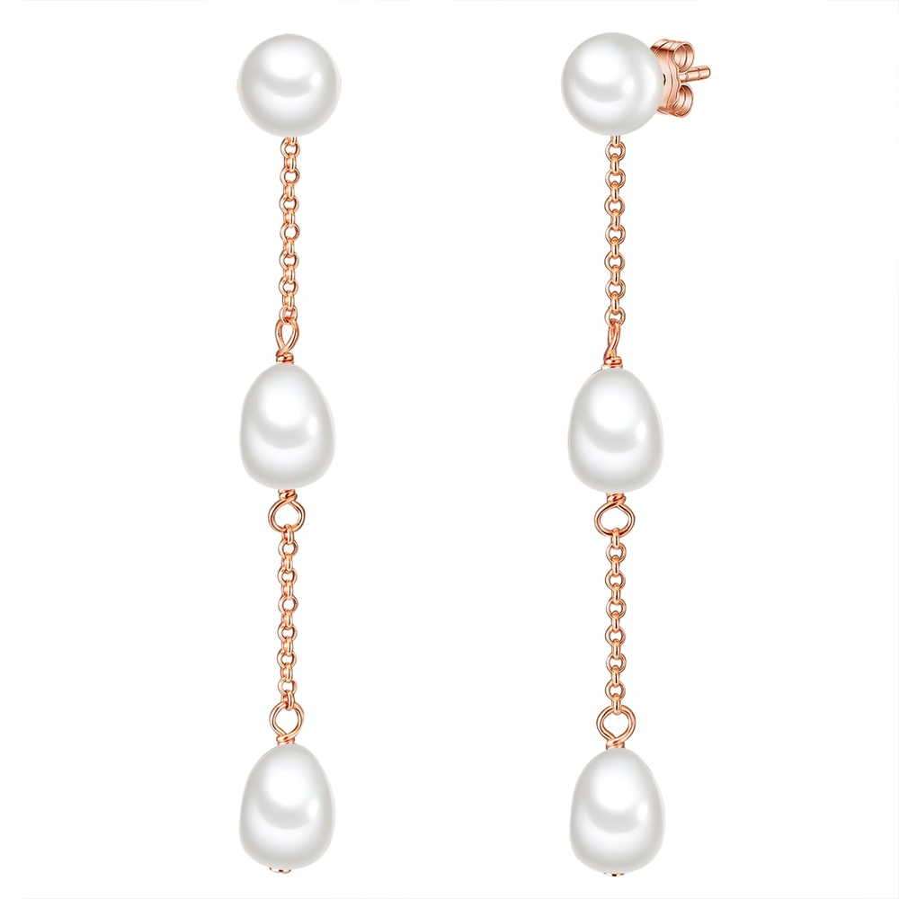 Valero Pearls Boucles d'oreille en perle Argent sterling Perle de culture d'eau douce en Or ros Boucles d'oreilles