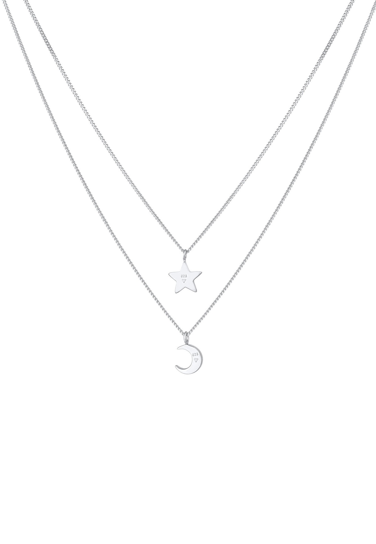 Elli Children's Layer Star Half Moon Pendant with Crystal in 925 Sterling Silver