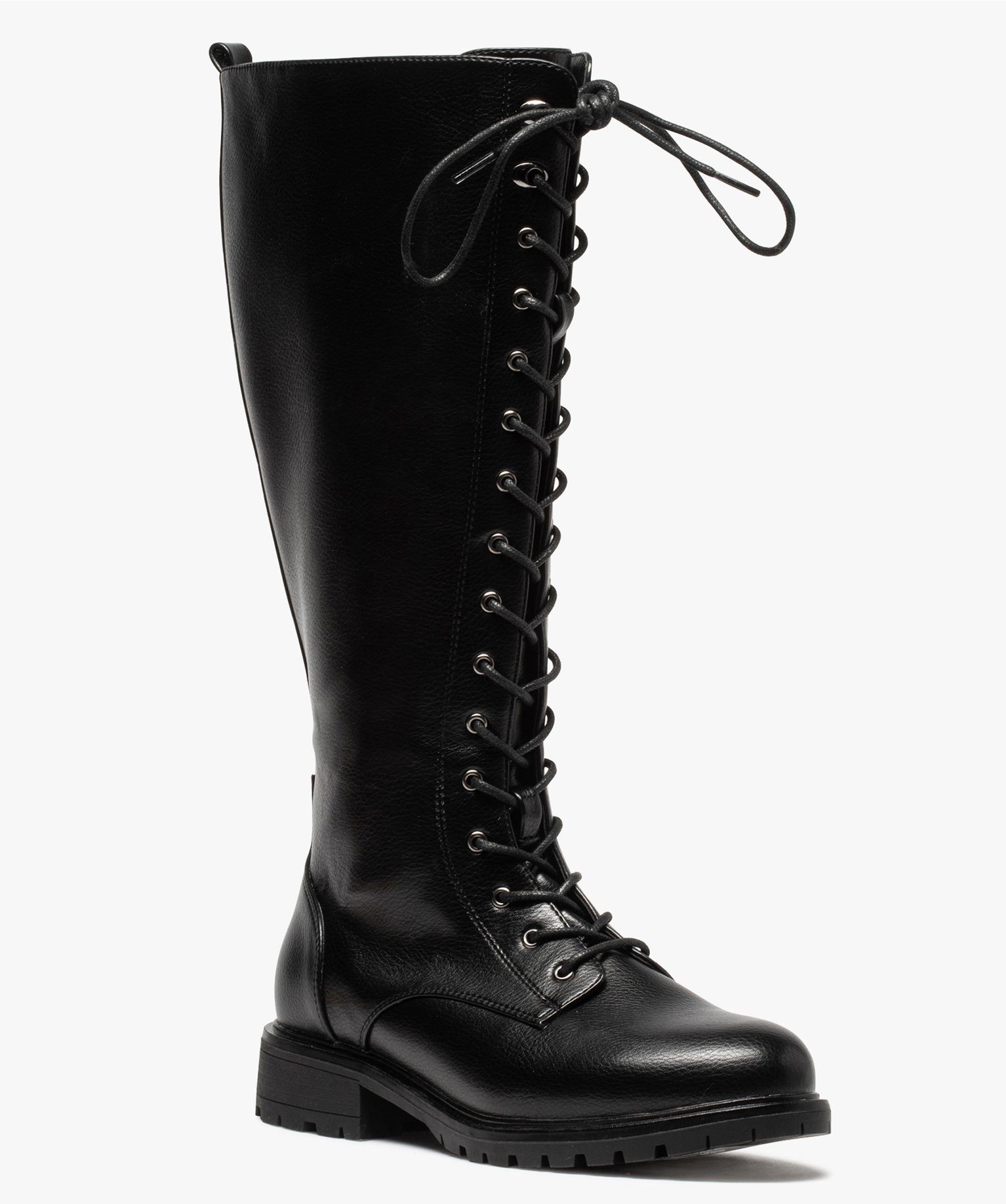 Bottes femme unies à lacets et semelle crantée | GEMO