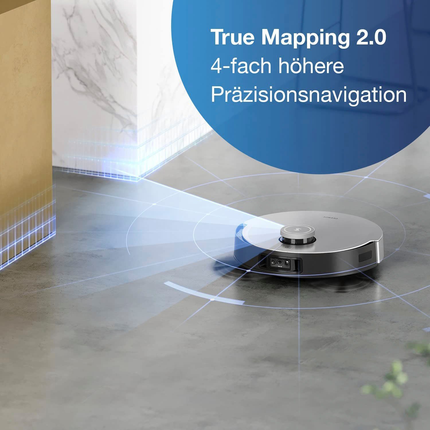 ECOVACS Nass-Trocken-Saugroboter DEEBOT X1 PLUS, 1000 W, 5000PA, DToF-Laser, AIVI 3.0, Absaugstation, YIKO, Schwarz/Silber