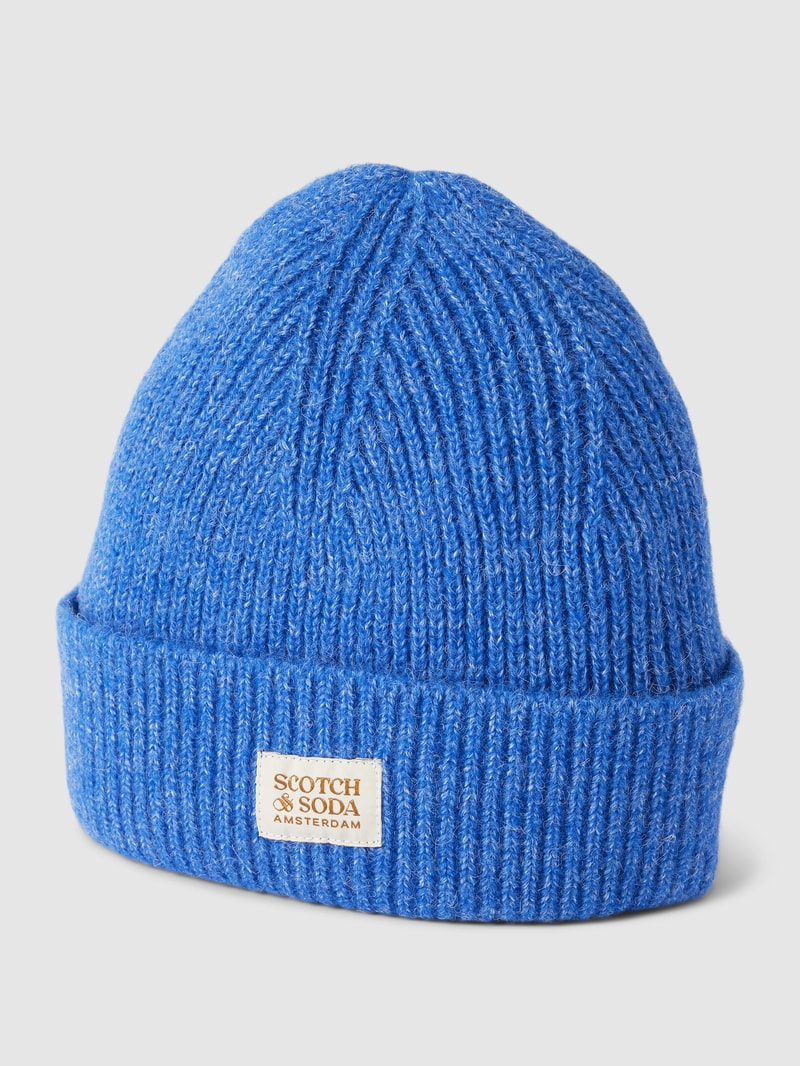 Unisex Strickmütze mit Label-Patch in anthrazit