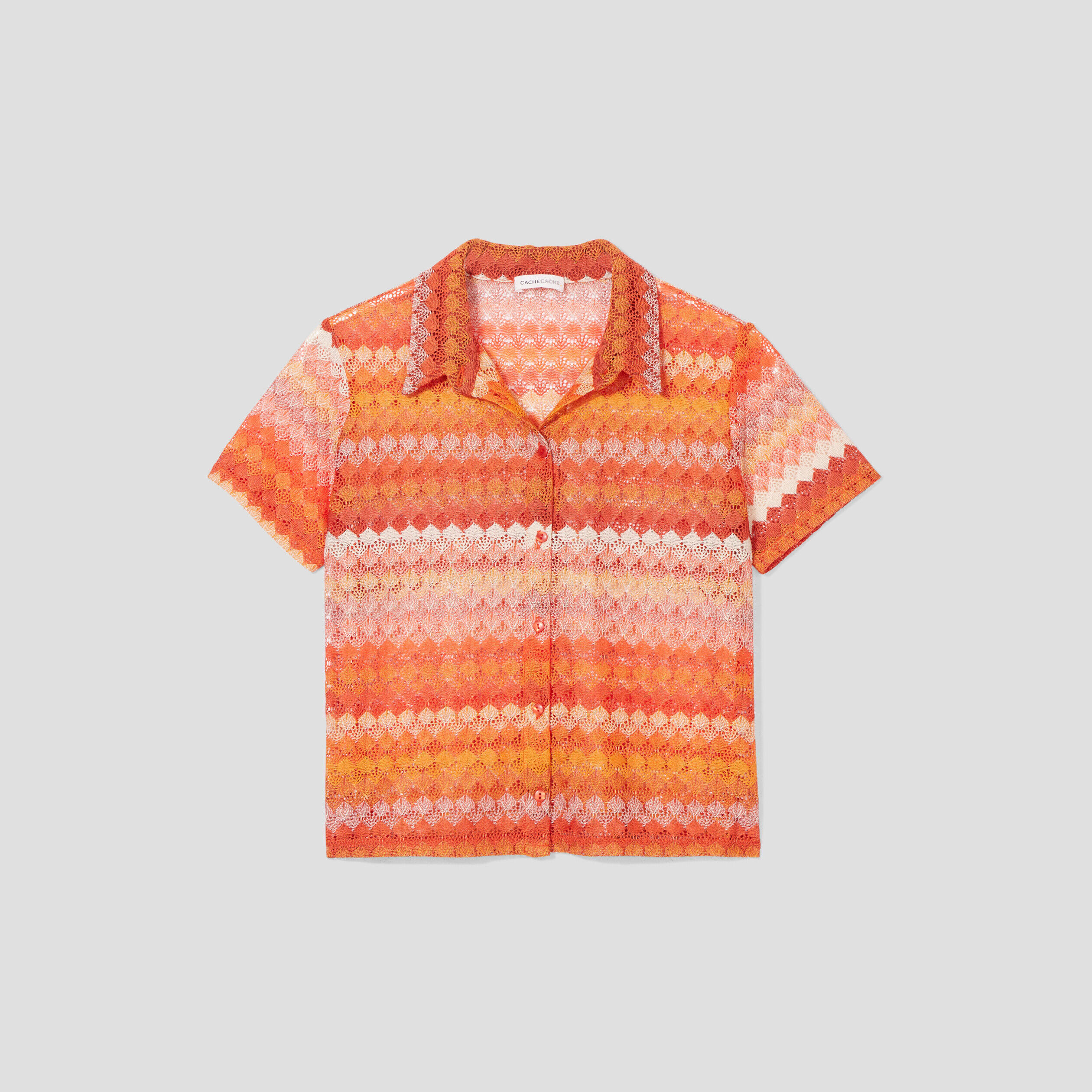 Blouse manches courtes crochet orange femme | Cache Cache