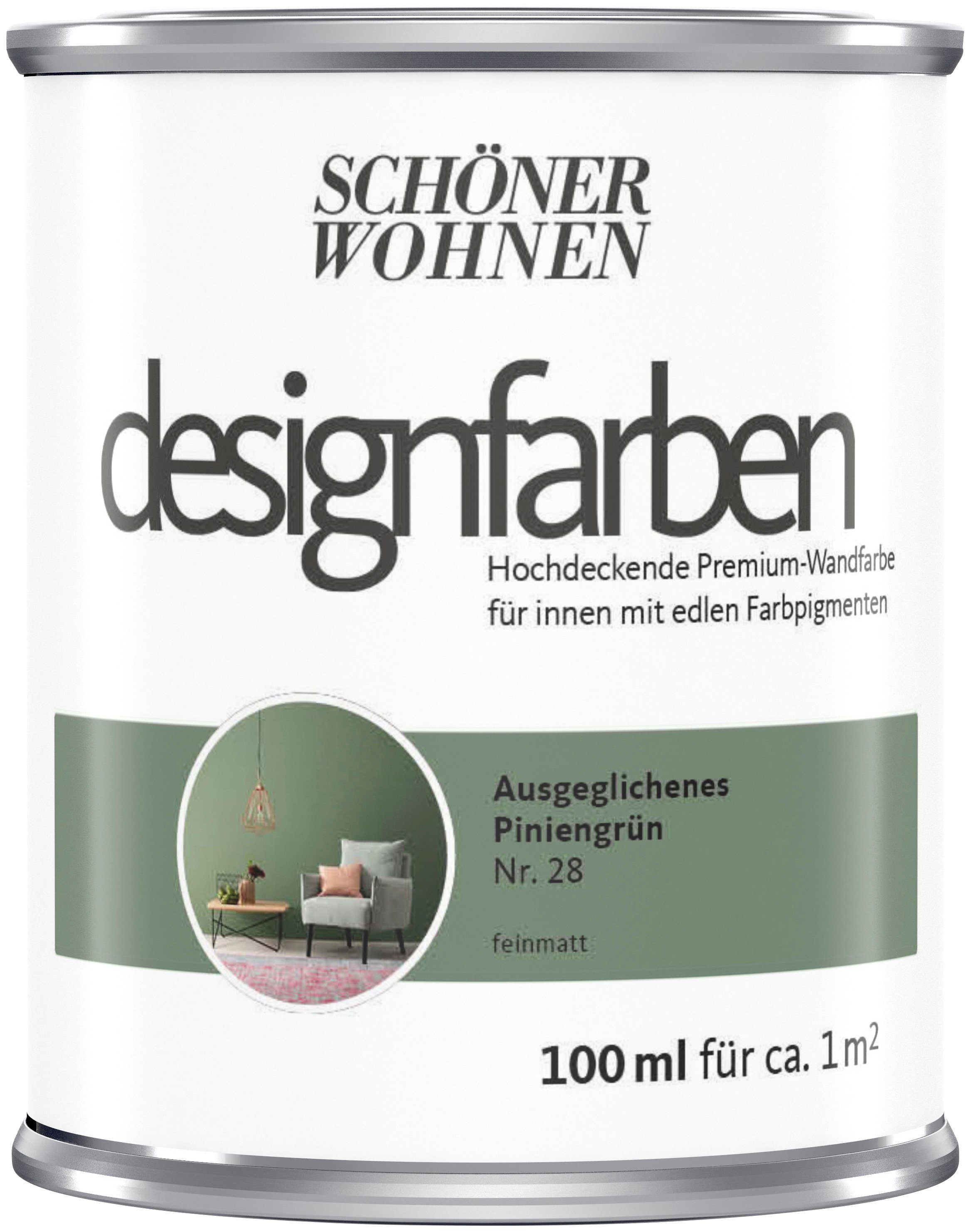 SCHÖNER WOHNEN FARBE Wand- und Deckenfarbe Designfarben, hochdeckende Premium-Wandfarbe, Farbwelt Grün