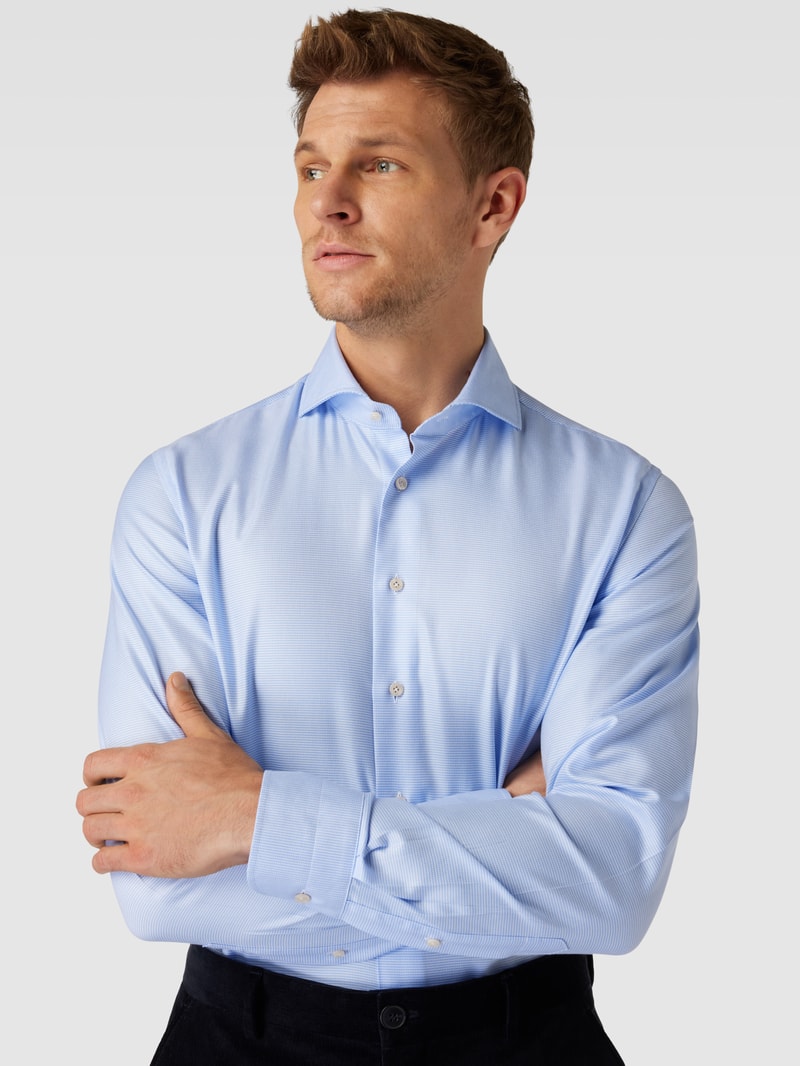 Fein strukturiertes Business-Hemd Modell 'Cutaway' in bleu