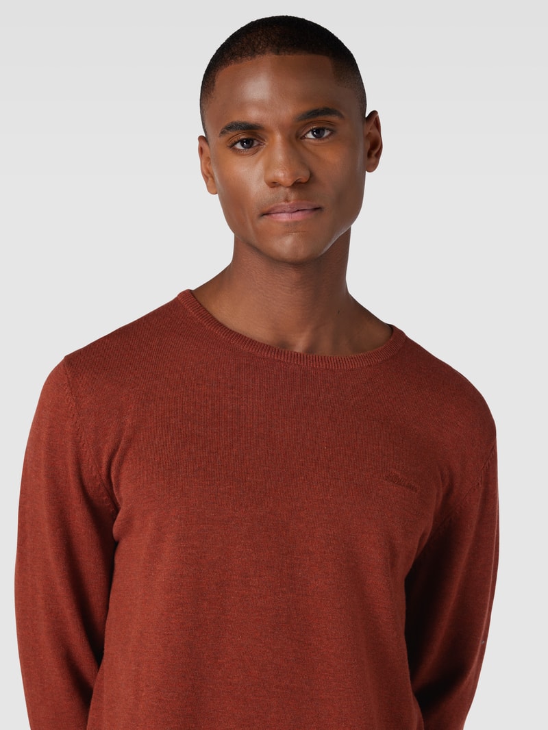 Strickpullover mit Label-Stitching Modell 'BASIC' in offwhite
