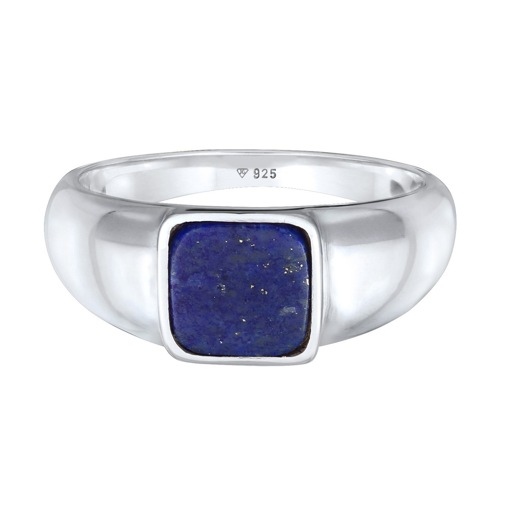 KUZZOI KUZZOI Bague Bague Signet Homme Carré Basic Robust Blue avec Sodalite en Argent S Bague