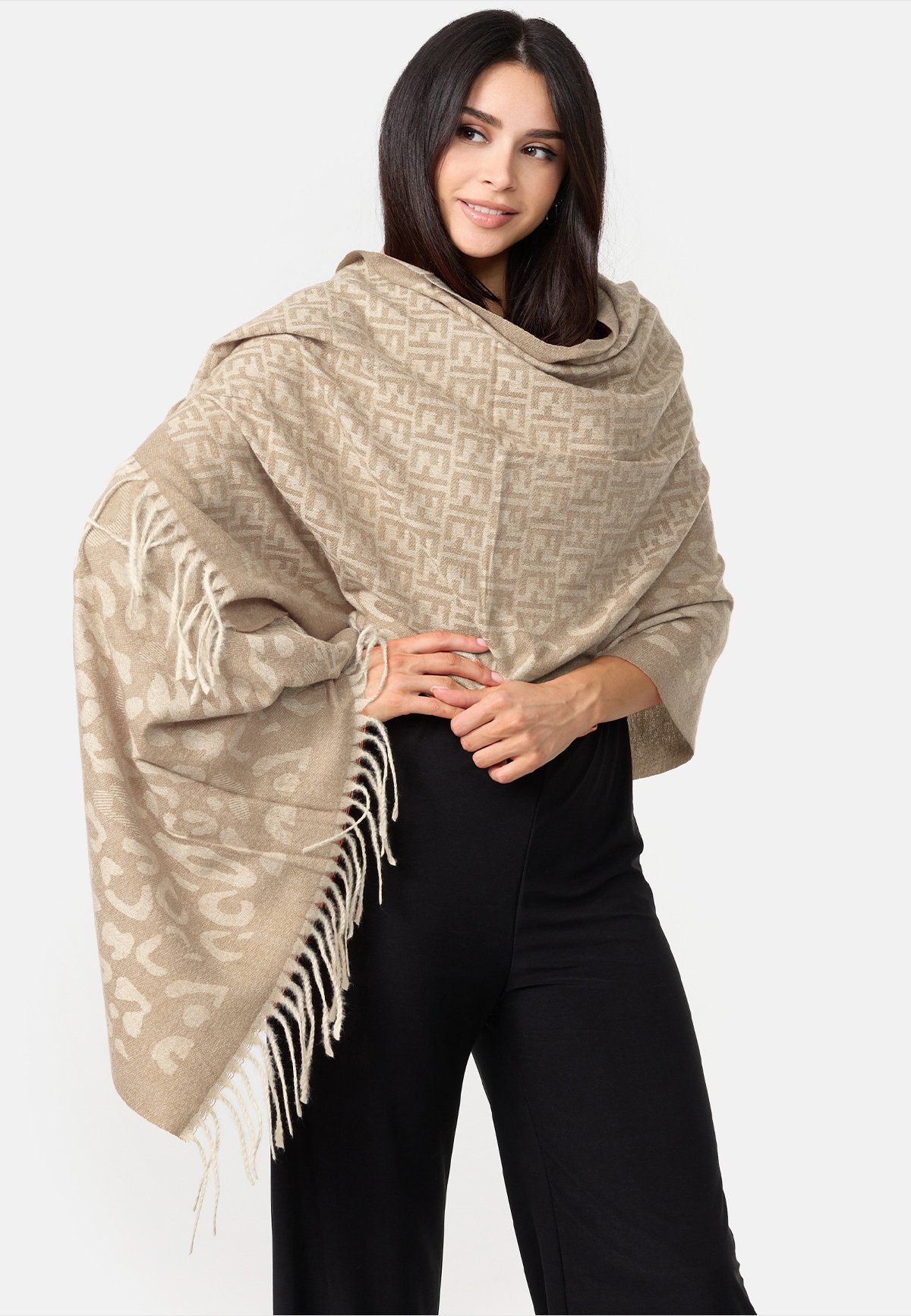 enflame Modeschal Weicher Wollschal Mode Hals Tuch Vintage Muster, (1-St), 6734 in Beige