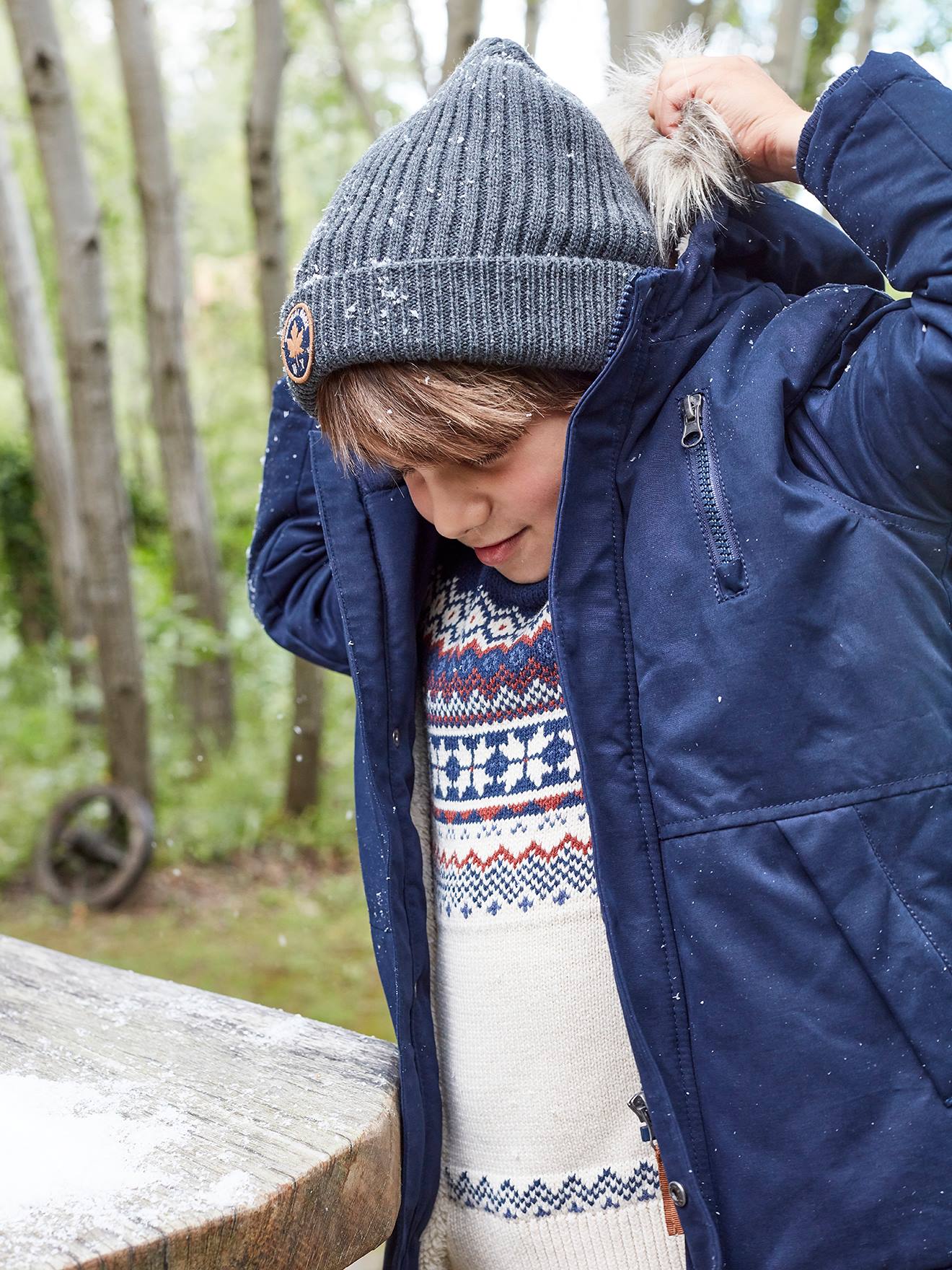 Bonnet garçon esprit skateur gris chiné