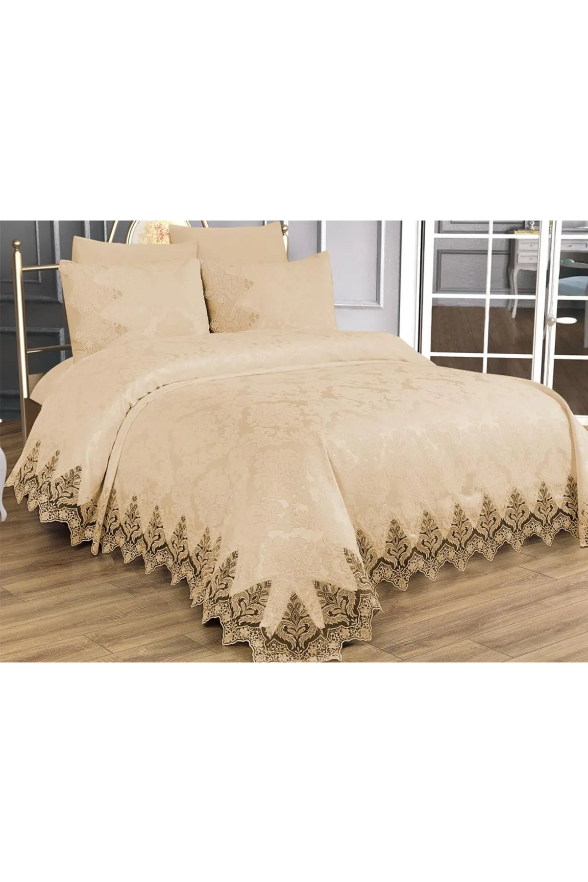 Çeyiz Diyarı  Elfenbeinfarbenes Doppel-Piqué-Set, Beige