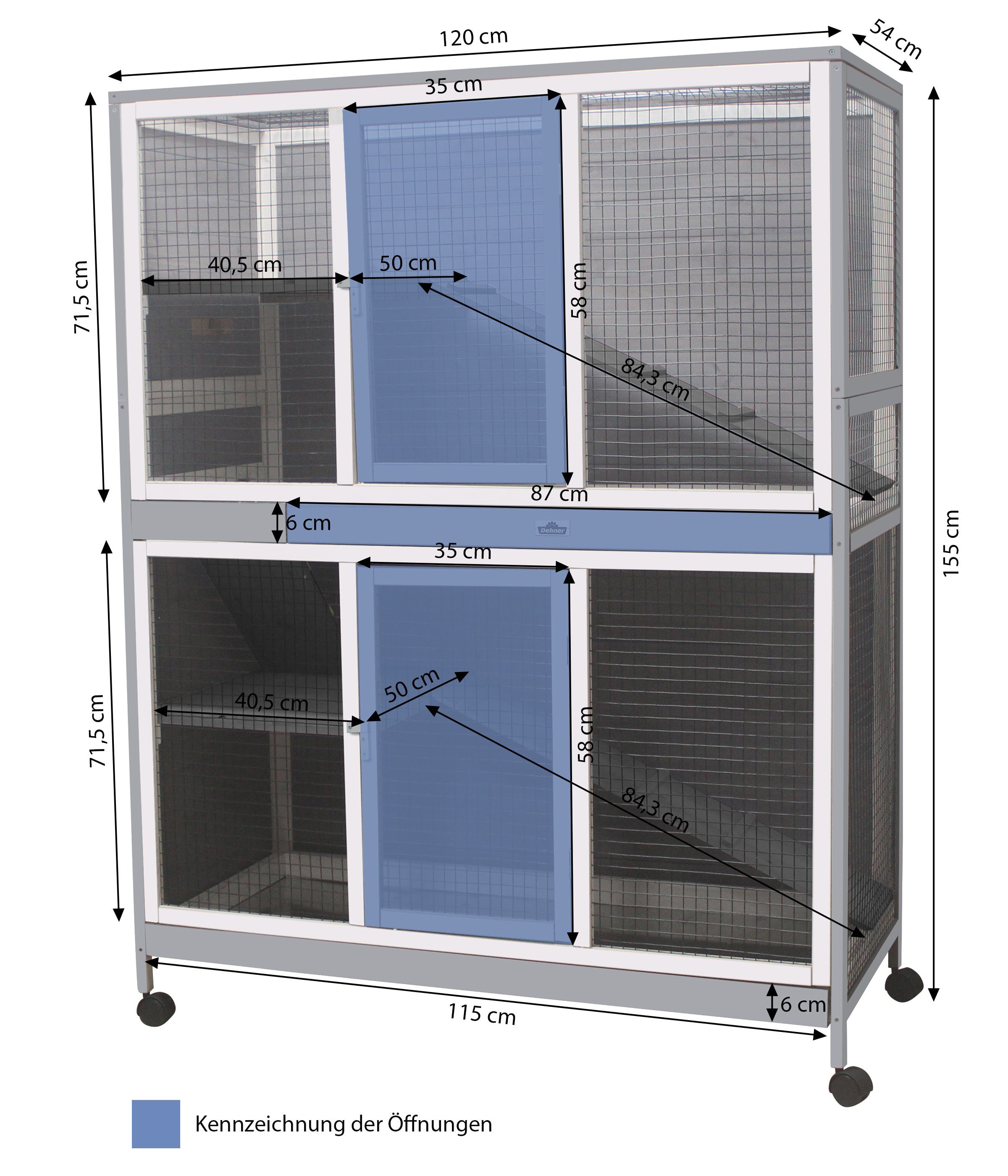 Dehner Nagerhaus Nevio, 155 x 120 x 54 cm, Tannenholz/Metall, für Indoor-Einsatz