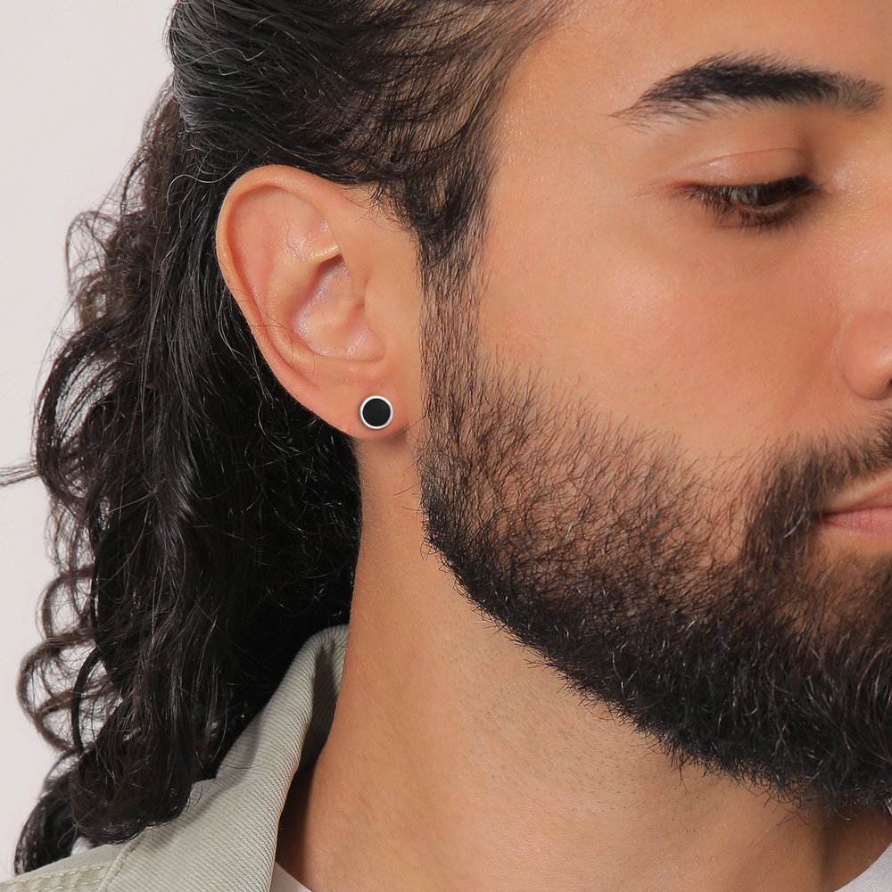 KUZZOI KUZZOI Boucles d'Oreilles tendance de base Cercle Geo émail 925/1000 Boucles d'oreilles