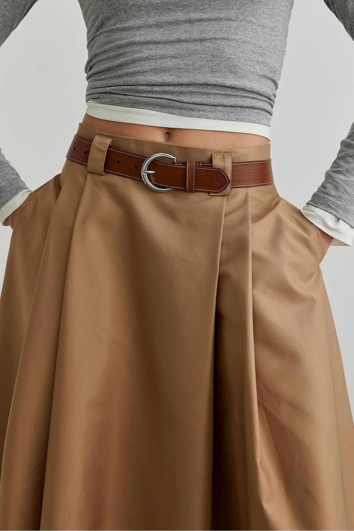 Suud Collection  Voluminöser langer Rock mit Kamelball-Muster