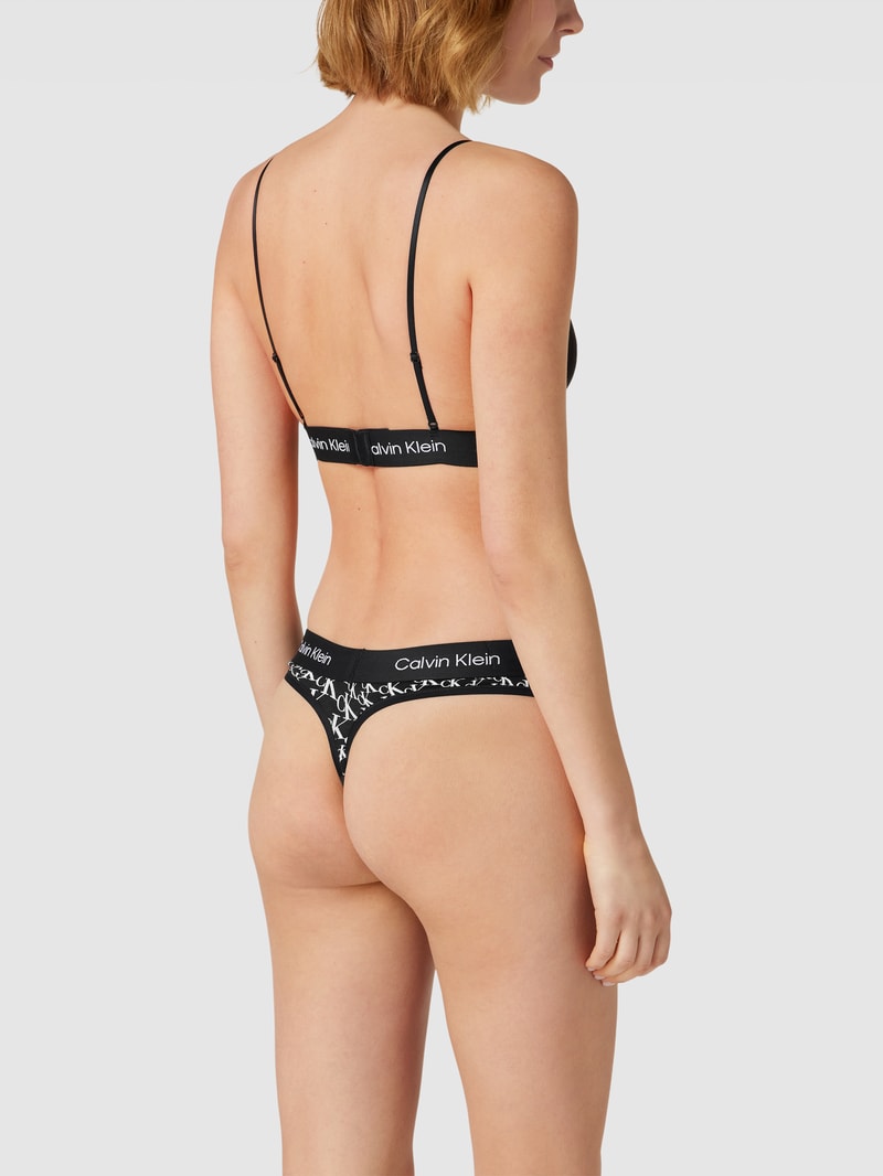 Bralette mit elastischem Logo-Bund in schwarz