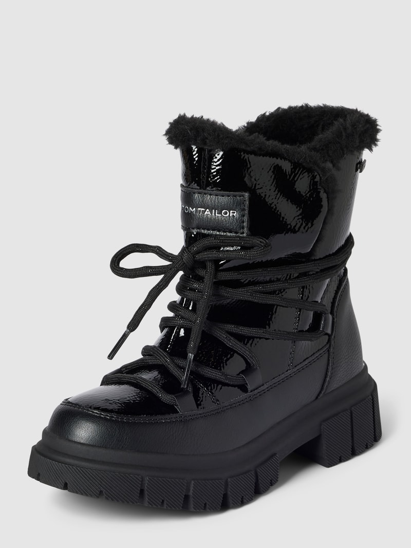 Stiefel mit Kunstfellbesatz in schwarz