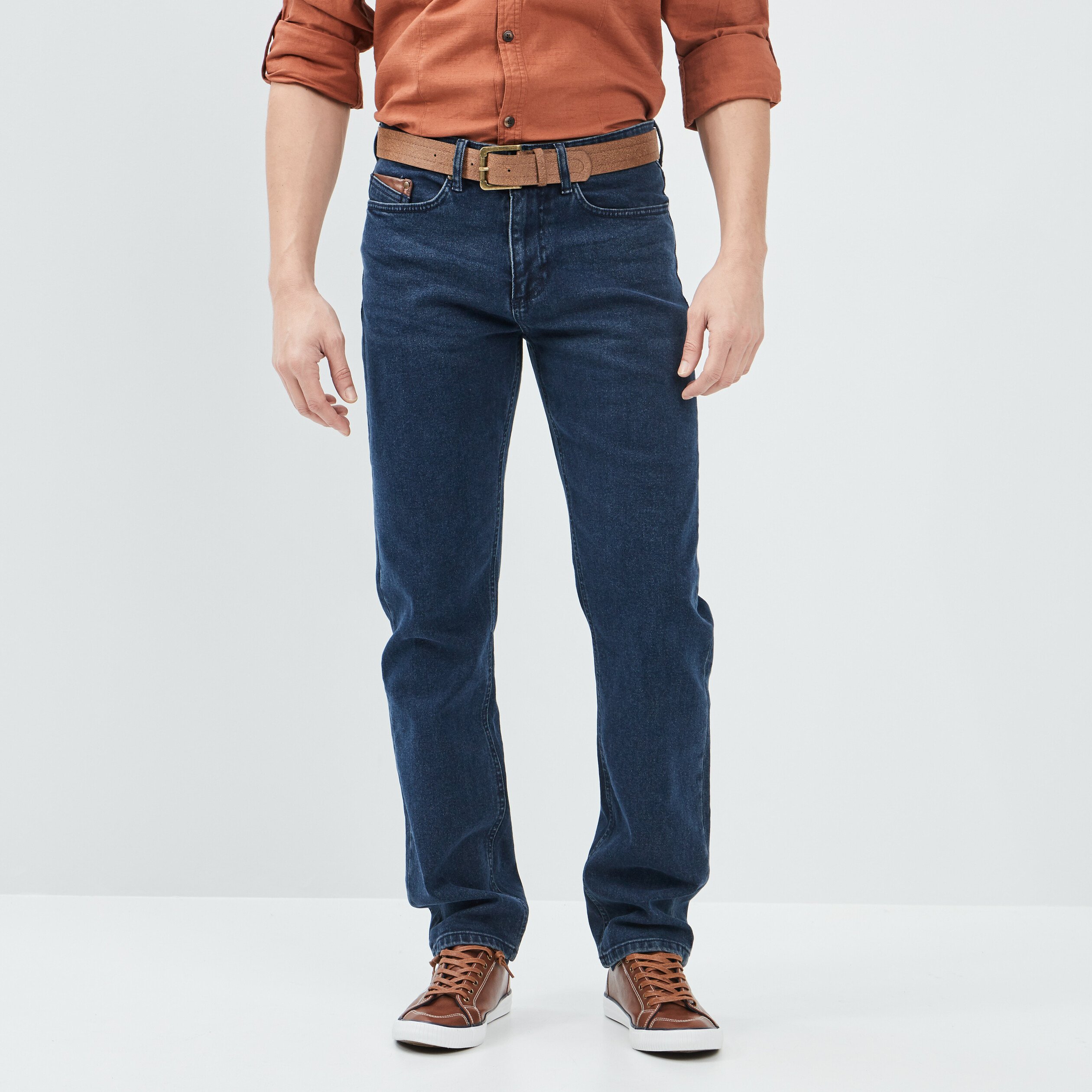 Jeans regular stretch Trappeur denim blue black homme | La Halle