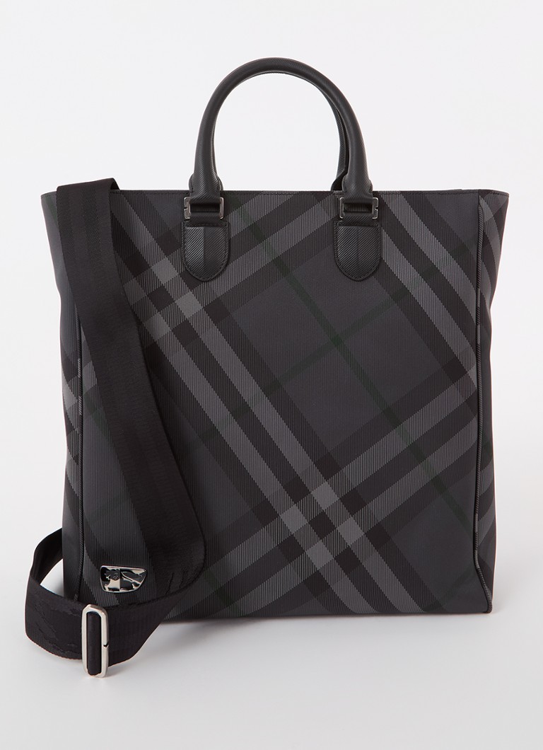 Torebka Burberry Grid z nadrukiem w kratkę i detalami ze skóry cielęcej.