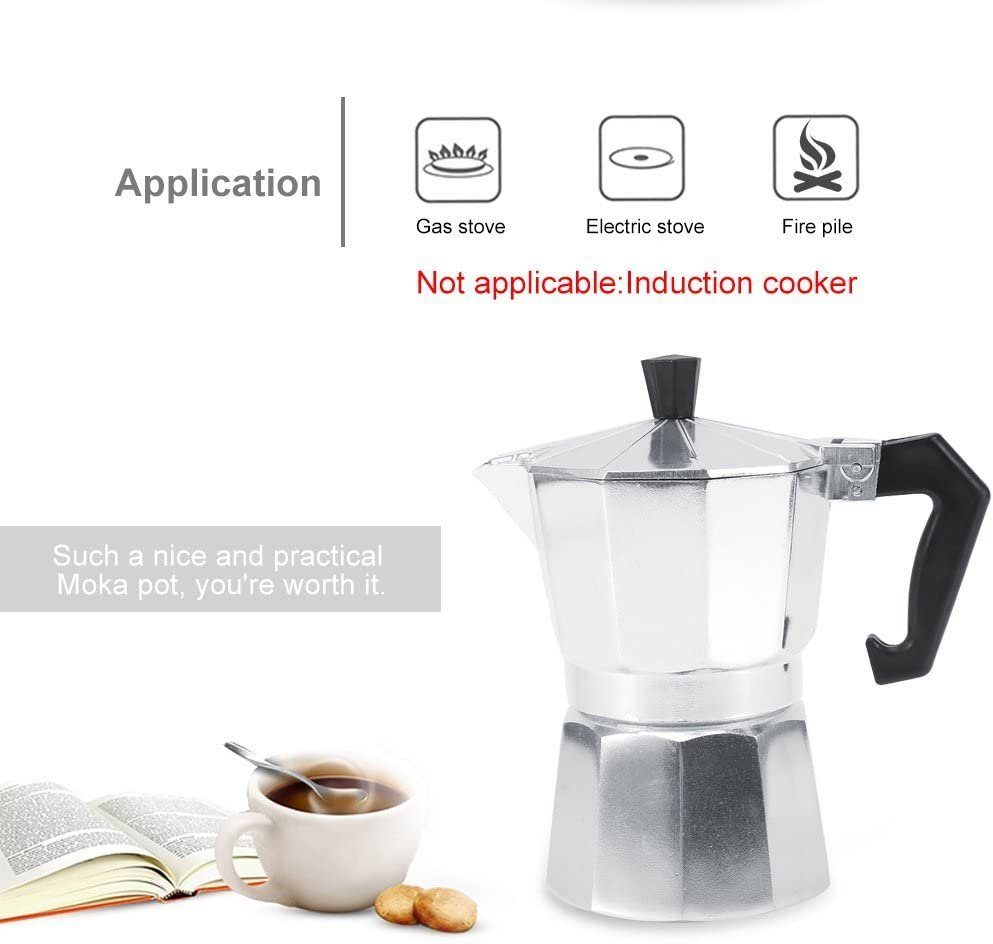 Faizee Möbel Espressokocher Espressokocher Mokka Premium Espresso Aluminium grau 12 Tassen 600 ml, 0.6l Kaffeekanne