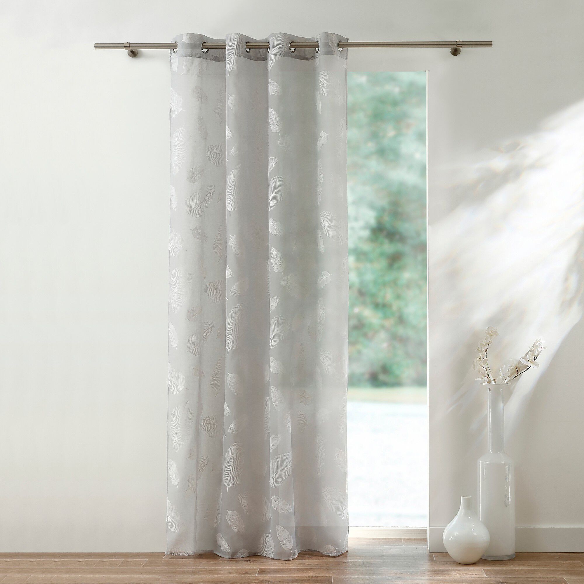 Voilage motif plumes