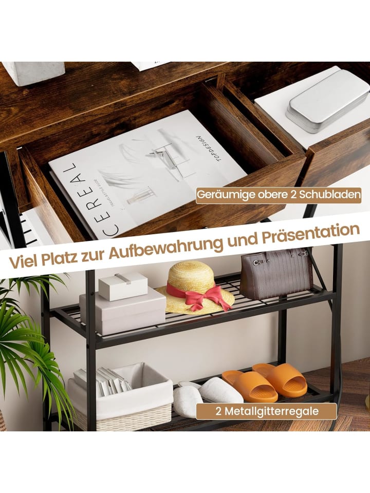 COSTWAY Konsolentisch mit Ladestation in Braun günstig kaufen onesize