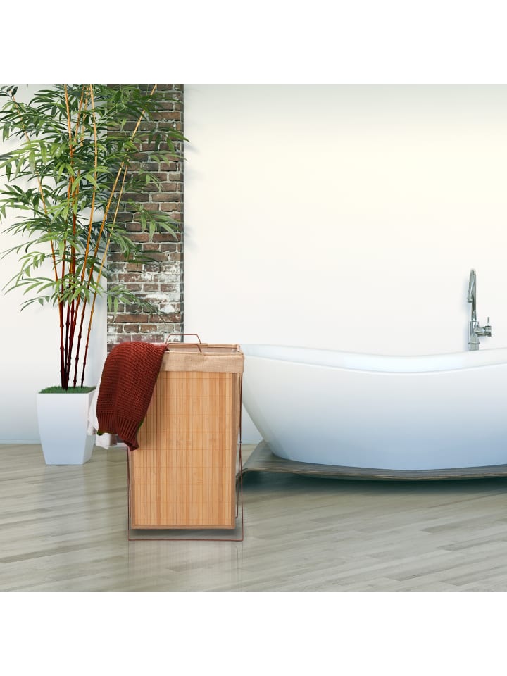 relaxdays Wäschekorb in Natur - (B)38 x (H)61 x (T)22 cm günstig kaufen onesize