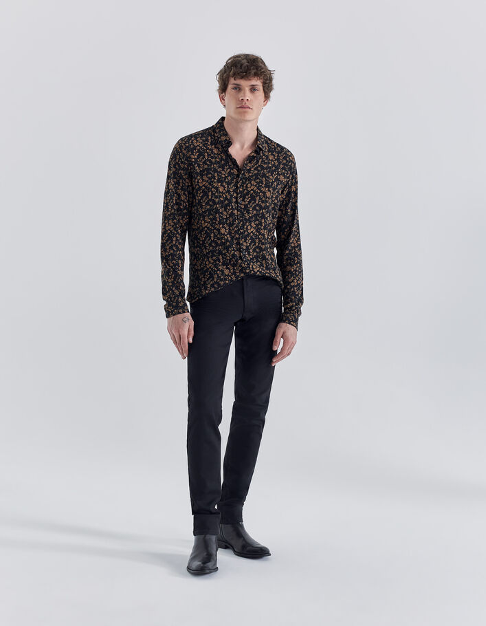 Chemise SLIM noire LENZING™ ECOVERO™ motif fleurs cappuccino Homme