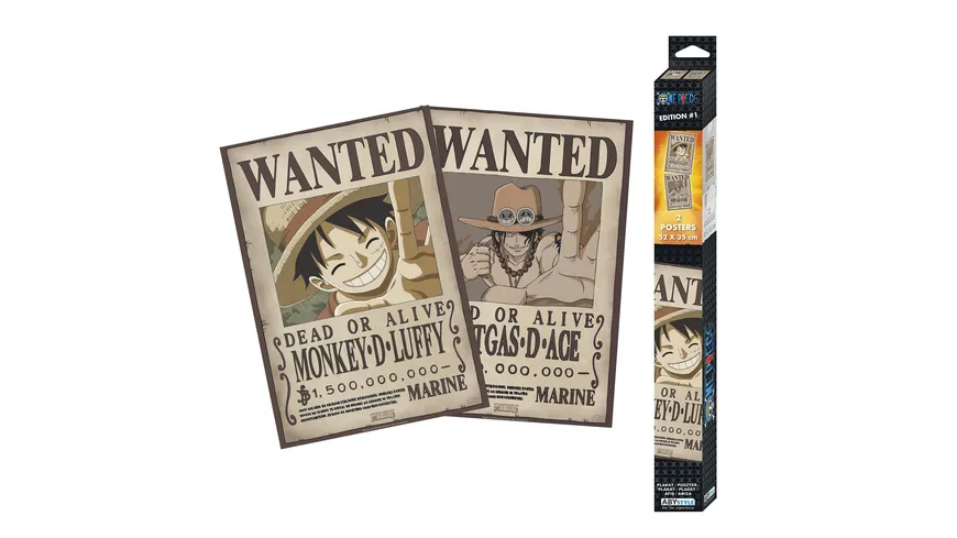 ONE PIECE 2er Set Chibi Poster Wanted Luffy & Ace