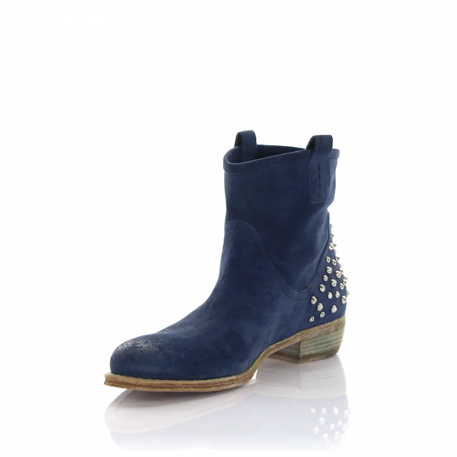 Rossano Bisconti - Stiefeletten Veloursleder Nieten blau - blau