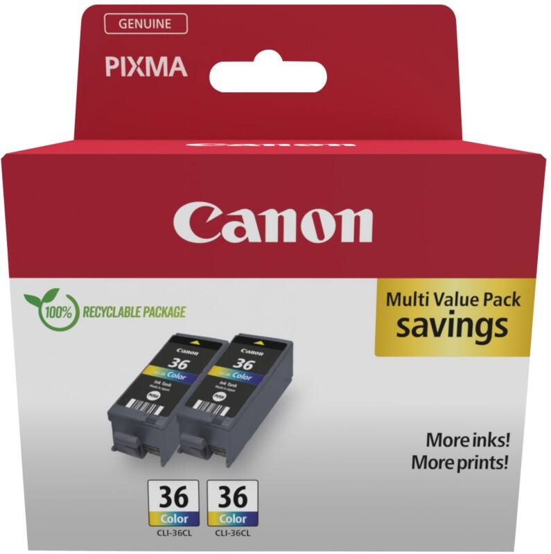 Canon 36 Original Tintenpatrone Cyan, Magenta, Gelb 2er-Pack