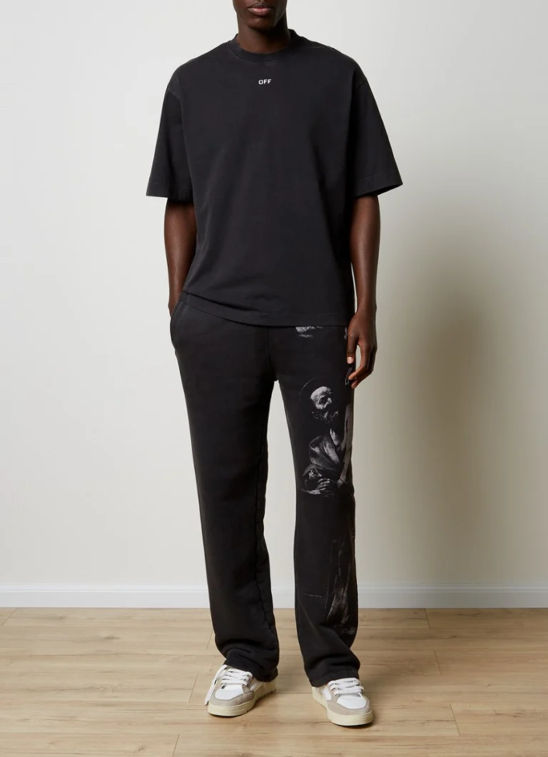 Pantaloni de trening cu imprimeu Matthew și croială dreaptă Off-White