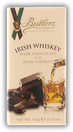 Butlers Irish Whiskey Dark Schokoladentafel 100g Butlers Irish Whiskey Dark Schokoladentafel 100g Irische Schokoladenspezialität. 100	 Gramm - Vol 0,26%