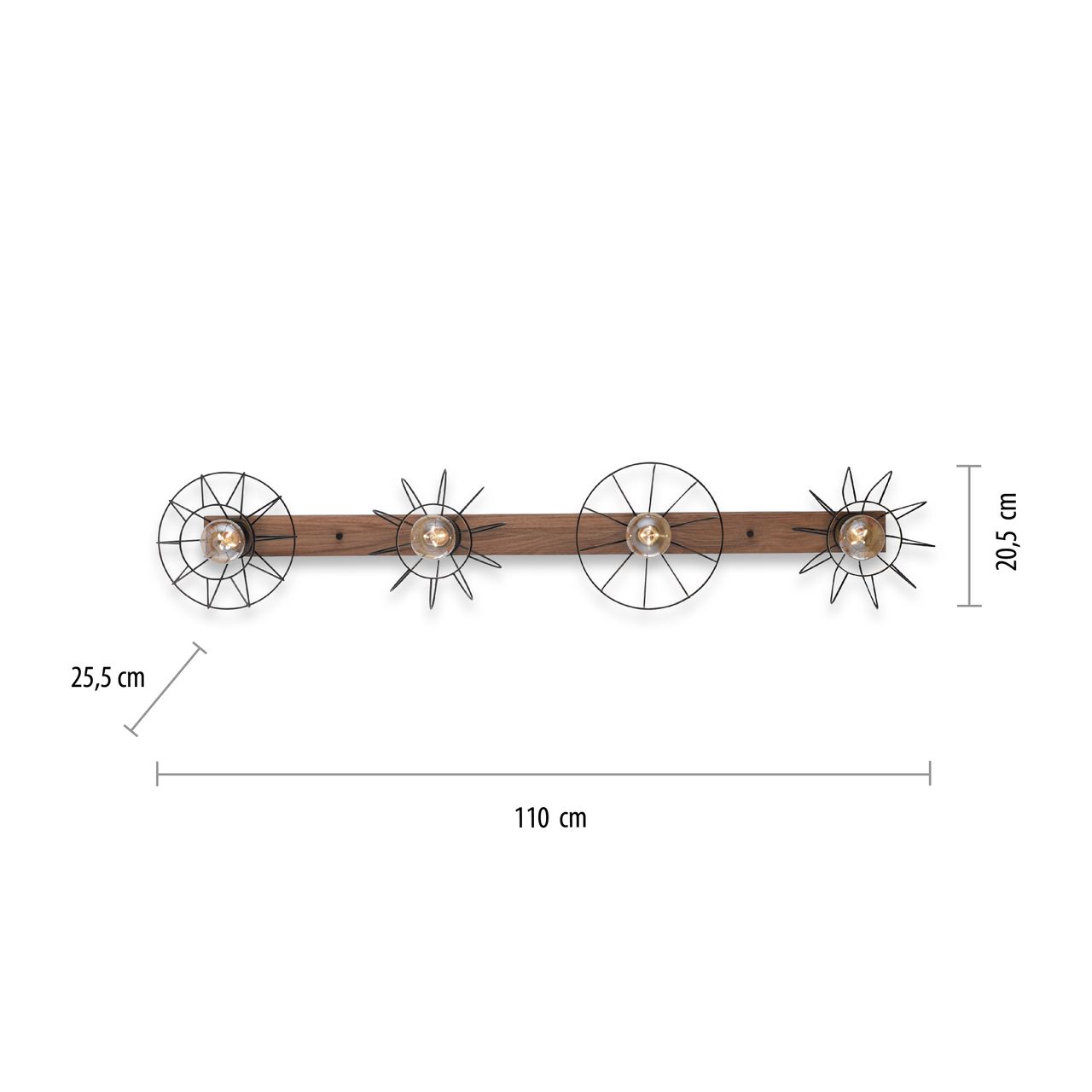 JUST LIGHT LeuchtenDirekt Deckenleuchte KASKA, Holzdekor, 4xE27 max. 40 W, Innenleuchte, IP20