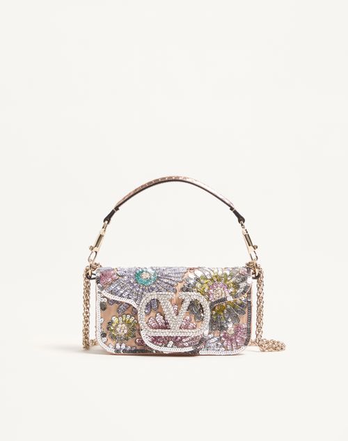 Bolsa de ombro pequena Valentino Garavani Locò bordada com logotipo de joia