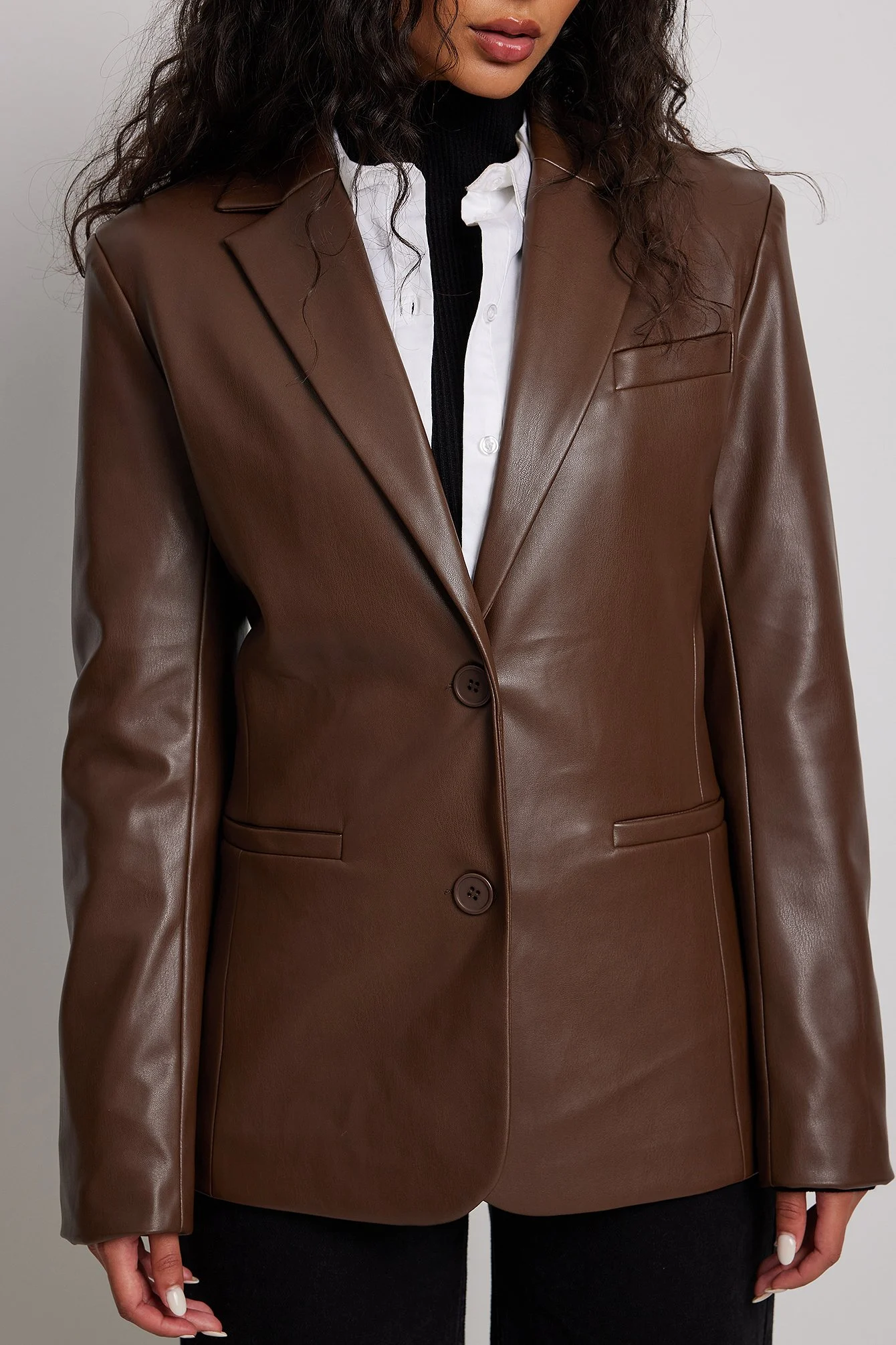 Übergroßer PU-Blazer