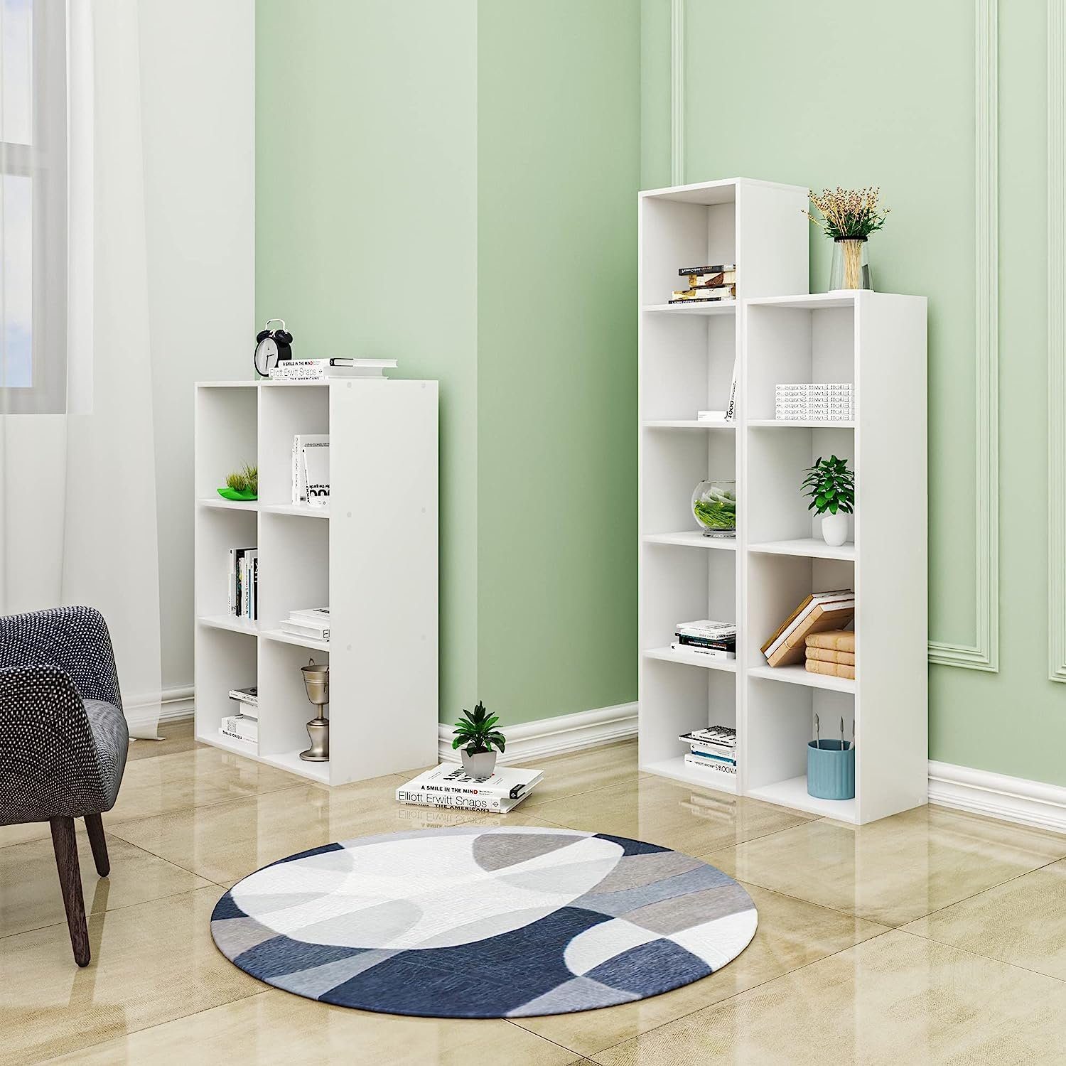 Woltu Bücherregal, 1-tlg., Bücherregal aus MDF weiß 30x24x106 cm