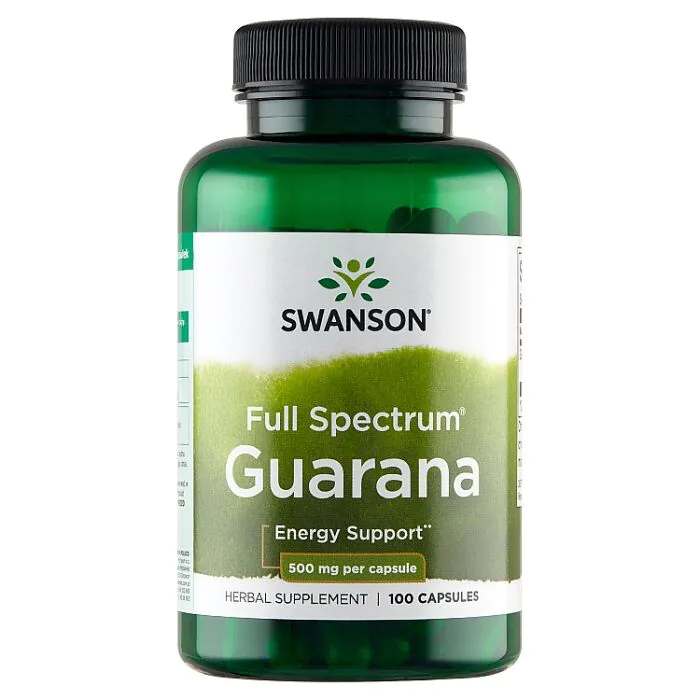 Cápsulas de guaraná Swanson 500 mg para suporte da vitalidade