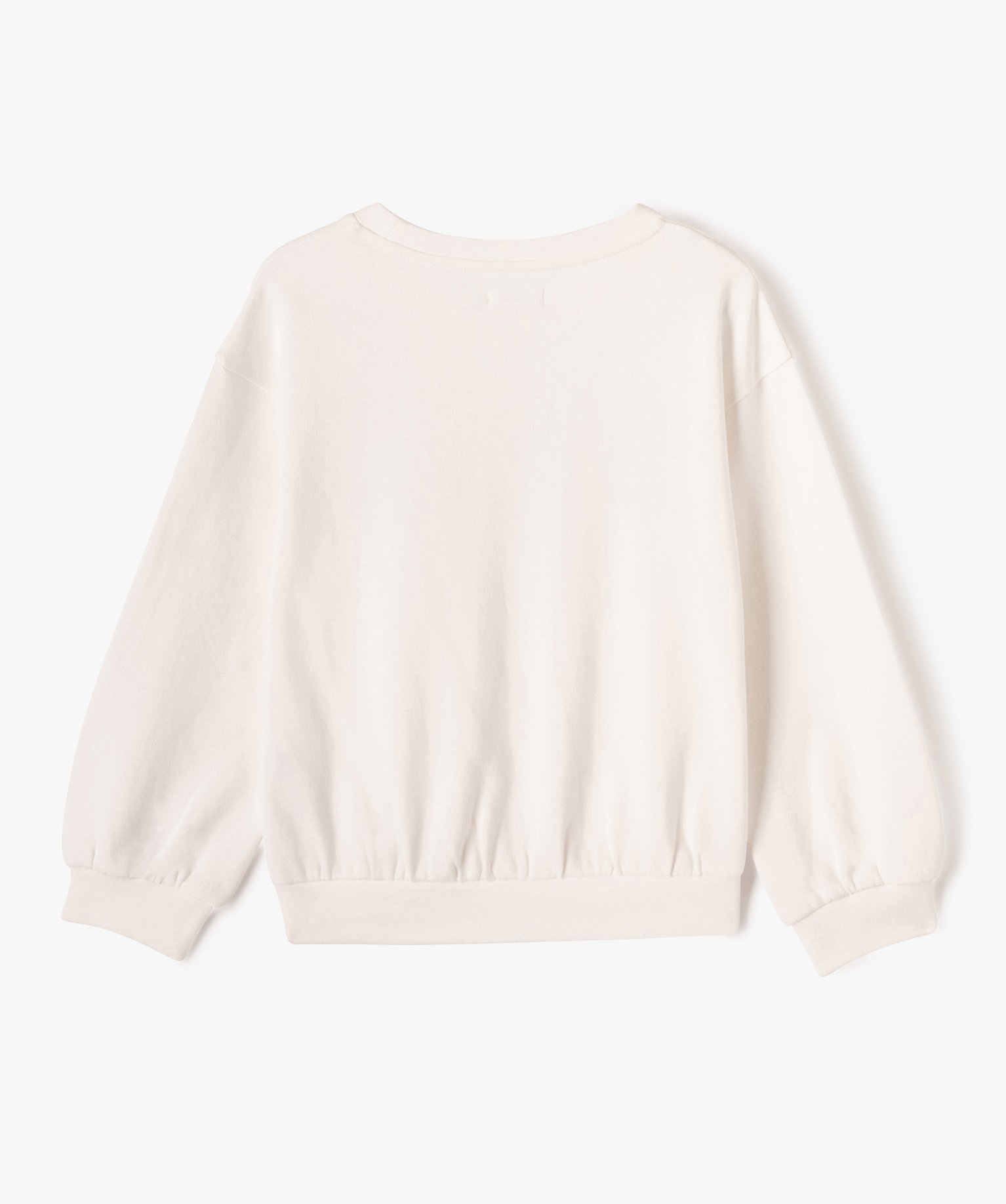 Sweat ample imprimé intérieur molletonné fille ecru | GEMO