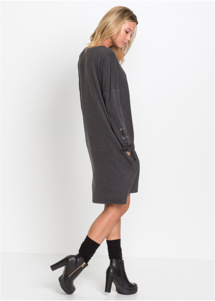 Sweatkleid mit Schnürungen