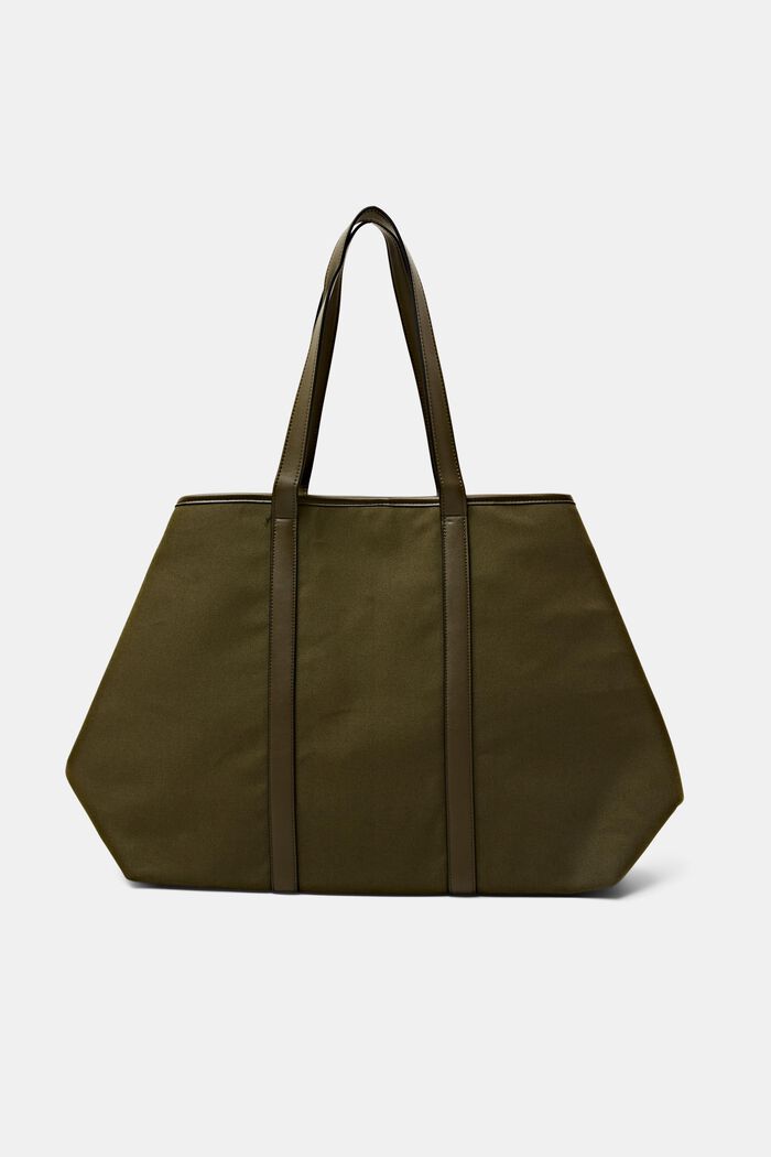 Canvas Tote mit Details in Lederoptik