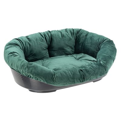Set aus Ferplast Korb Siesta Deluxe  mit Überzug Sofà Samt grün