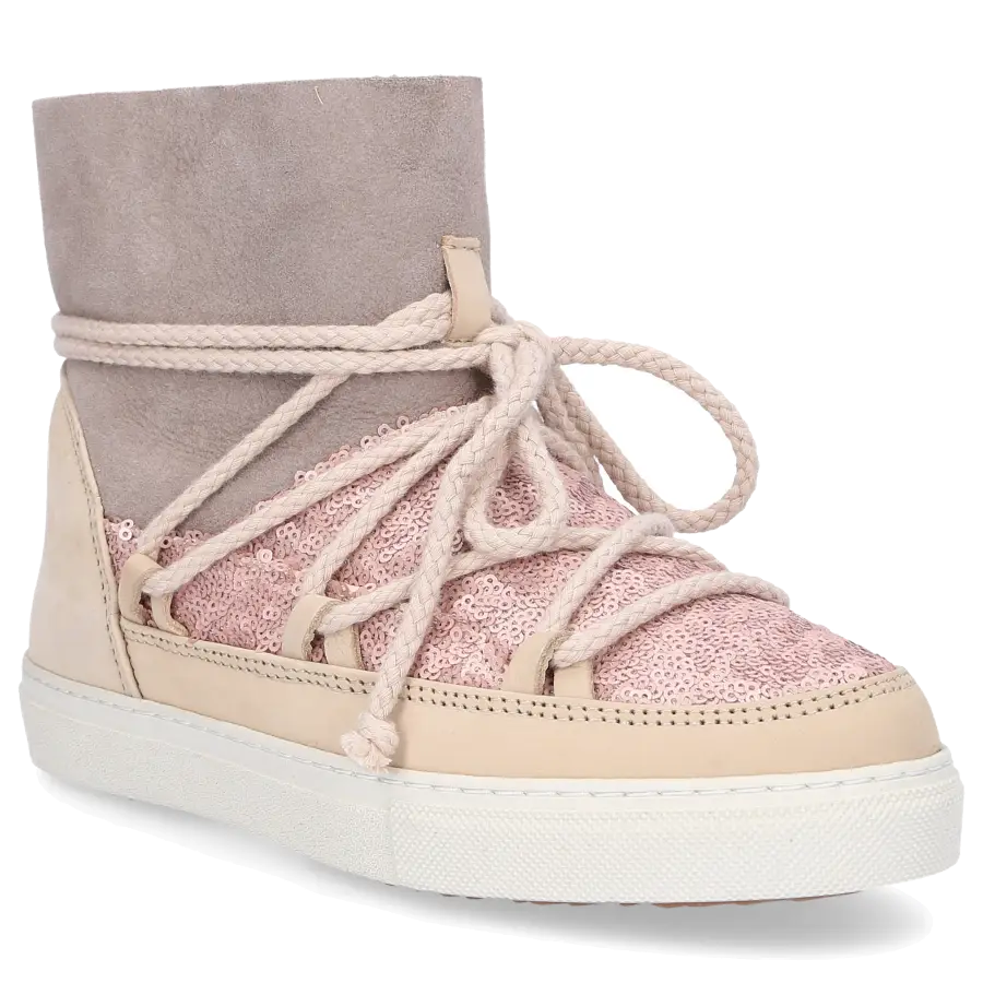 INUIKII - Snowboots 20110 Kalbsleder Pailletten altrosa beige braun - beige