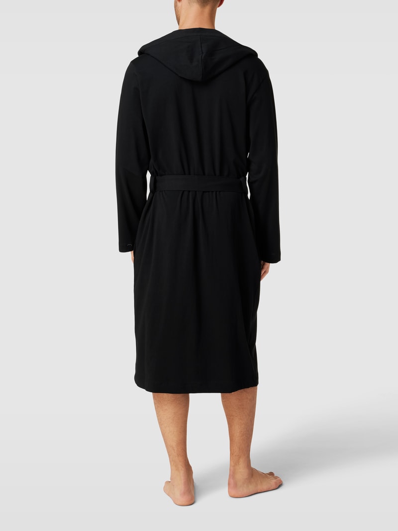 Bademantel mit Label-Print in schwarz