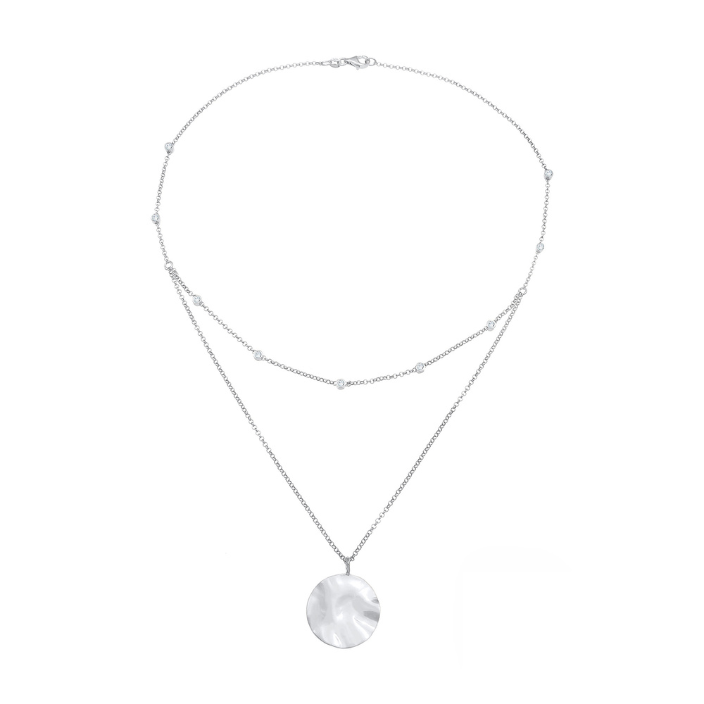 Elli Elli Collier Pendentif de Plaquette à Couche avec Cristaux Collier Femme - (925/1 collier