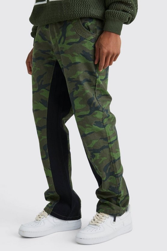 Colorblock Camouflage Hose mit geradem Bein