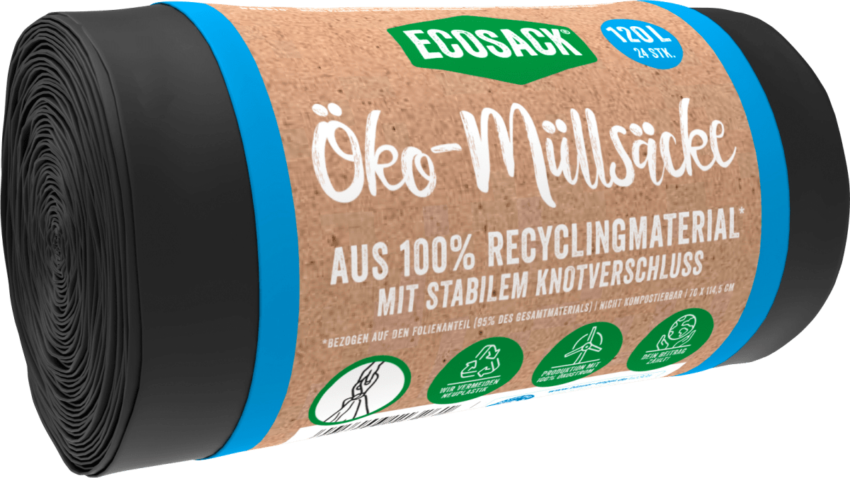 Müllsäcke Öko 120 l mit Knotverschluss, 24 St